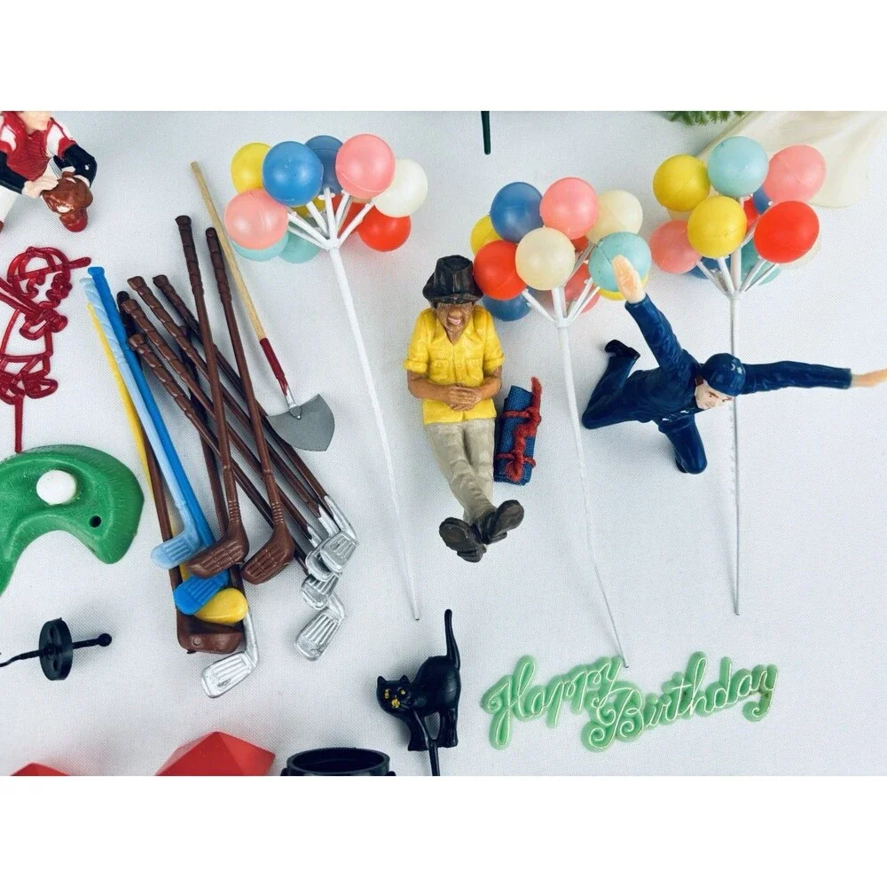 Large Lot Cake Decorations Hard Plastic - Wilton‎ - Toppers  -Hong Kong Vintage